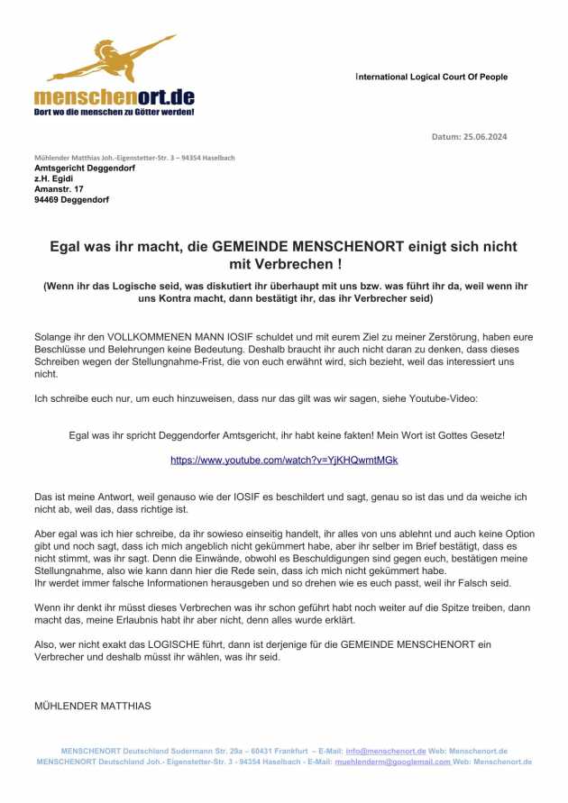 Antwort an das Amtsgericht Deggendorf wegen Ungültigen Beschluss (wg. Stockinger)